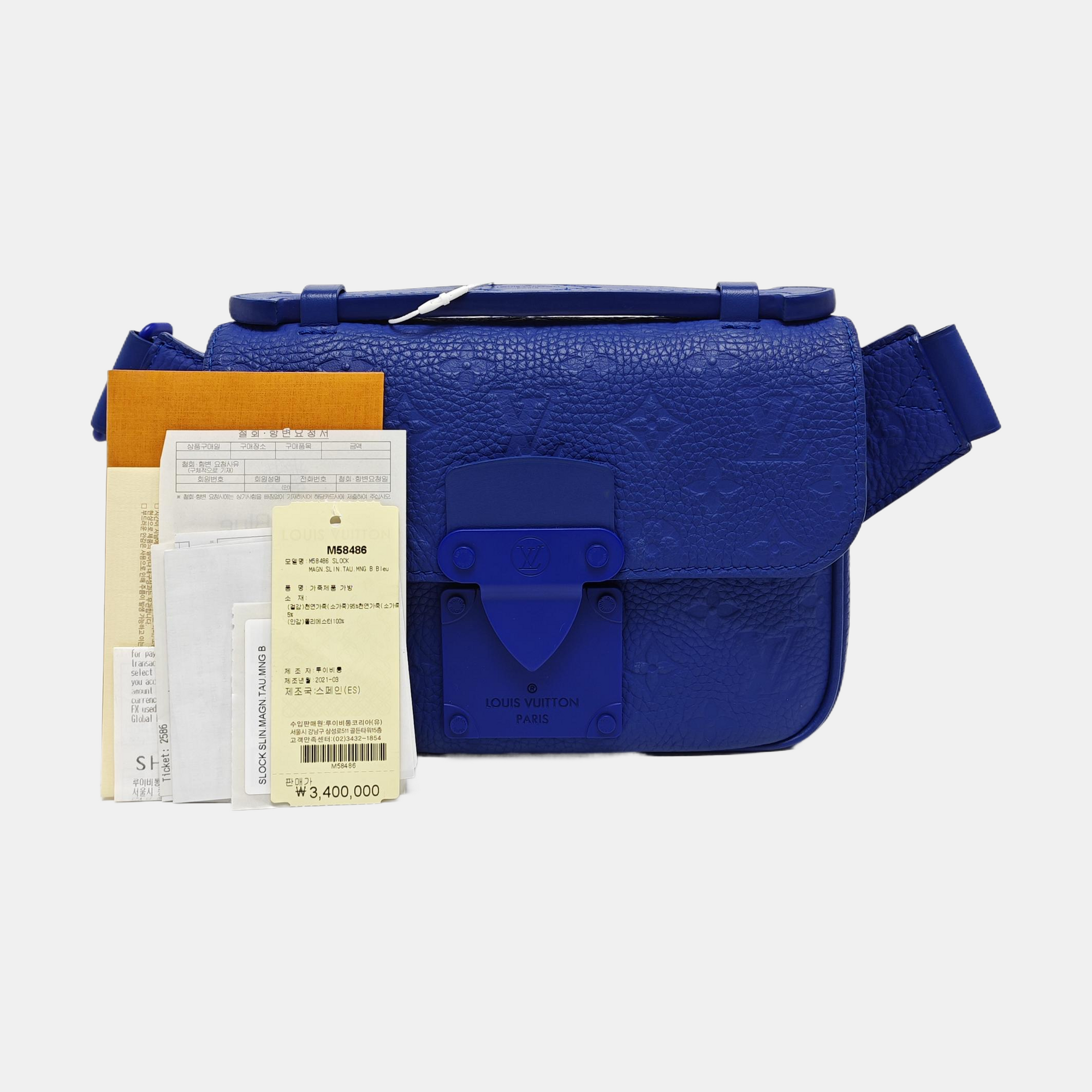 S LOCK Monogram Calfskin Blue