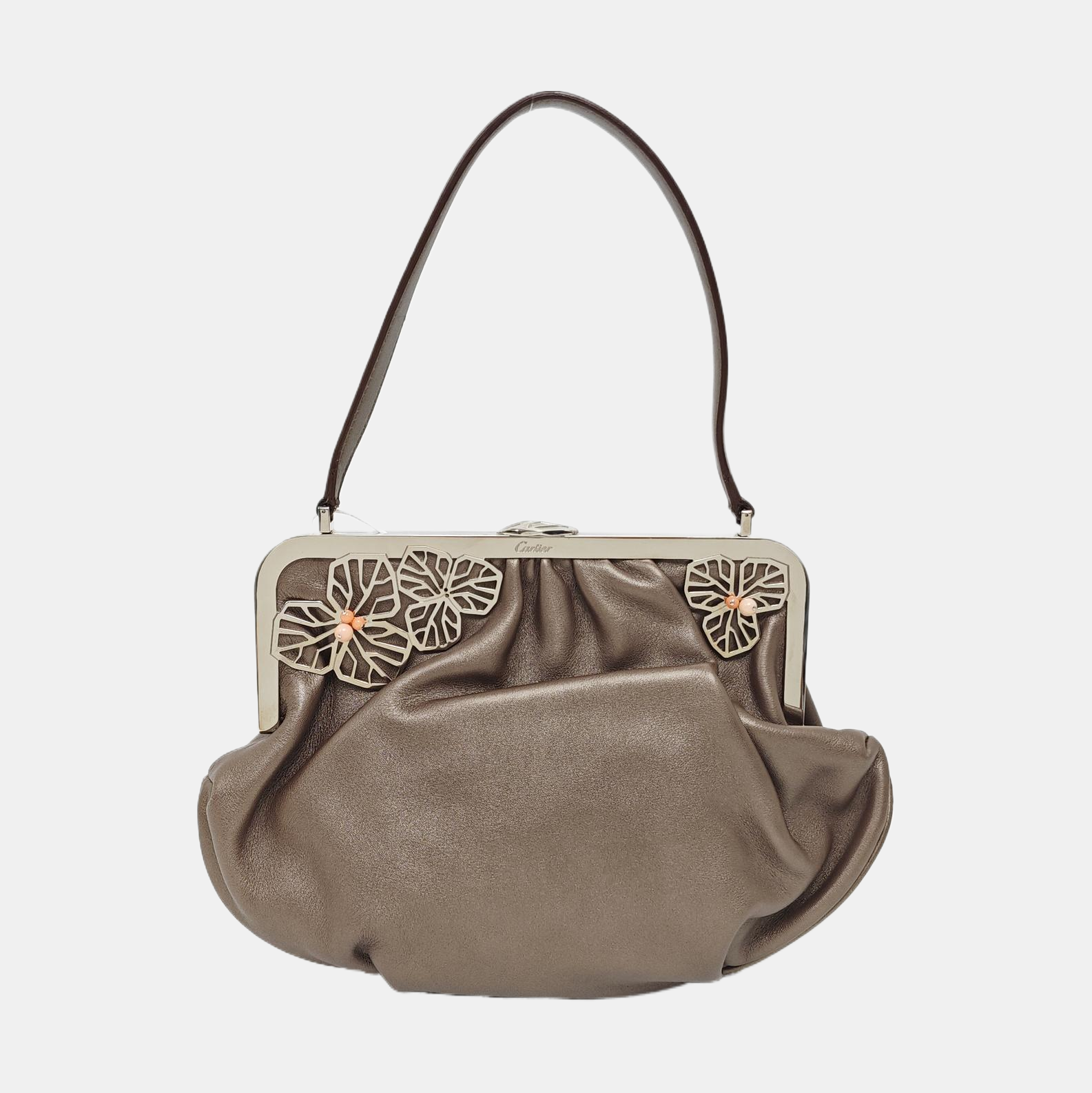 Calfskin Top Handle Bag Gray