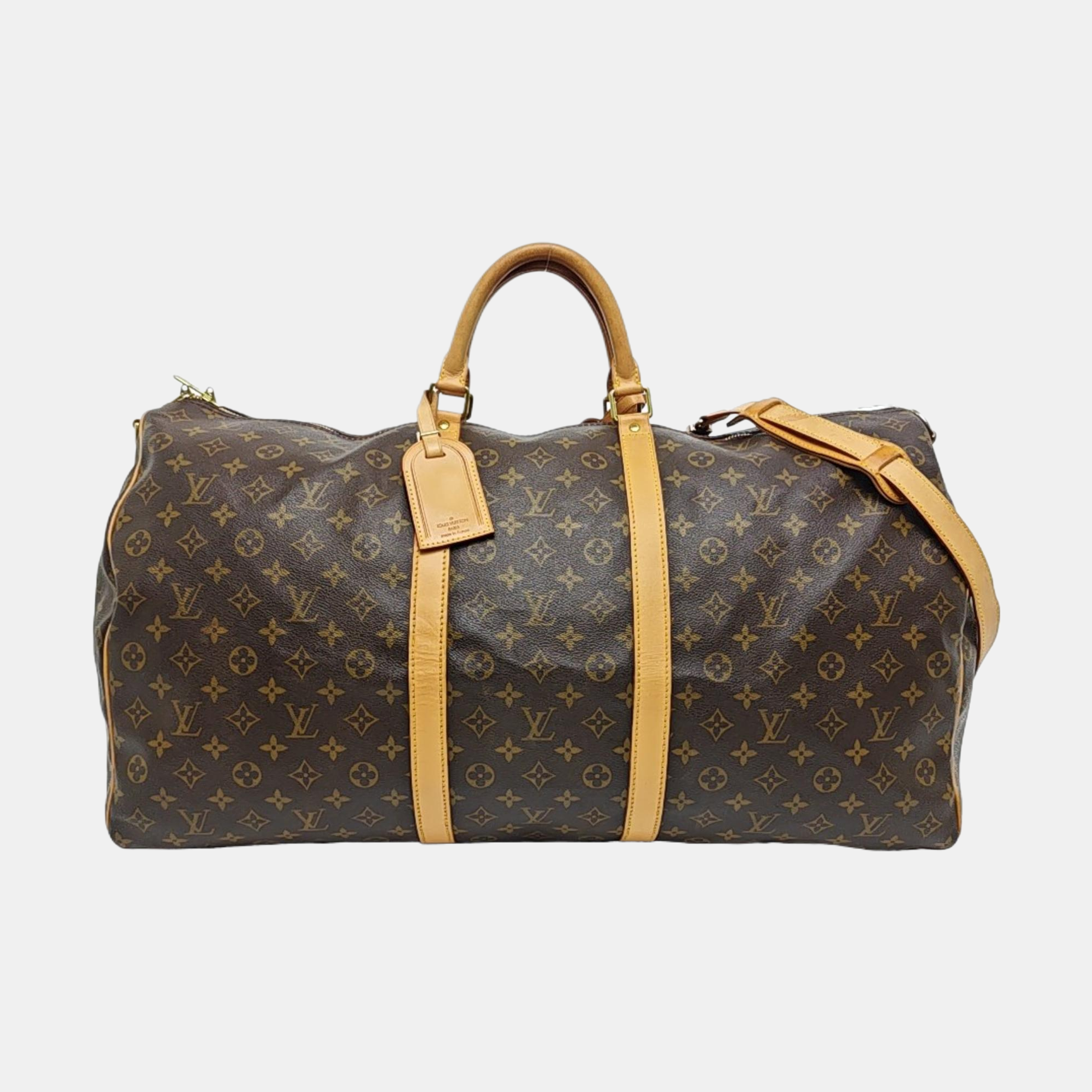 KEEPALL 60 Monogram Coated Canvas Brown