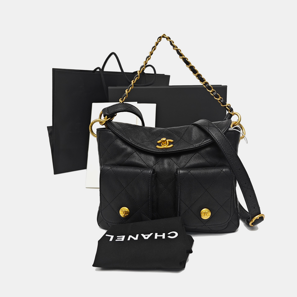 Suppletwins Quilted Grained Calfskin Black