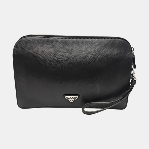 Saffiano Calfskin Clutch Black