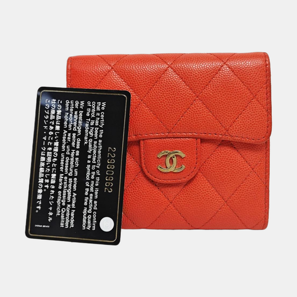 CLASSIC FLAP Quilted Grained Calfskin Red Wallet