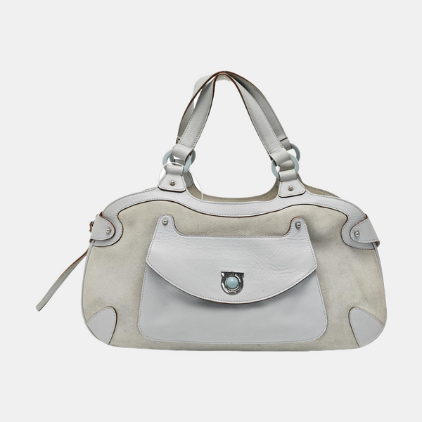 Suede Top Handle Bag Blue