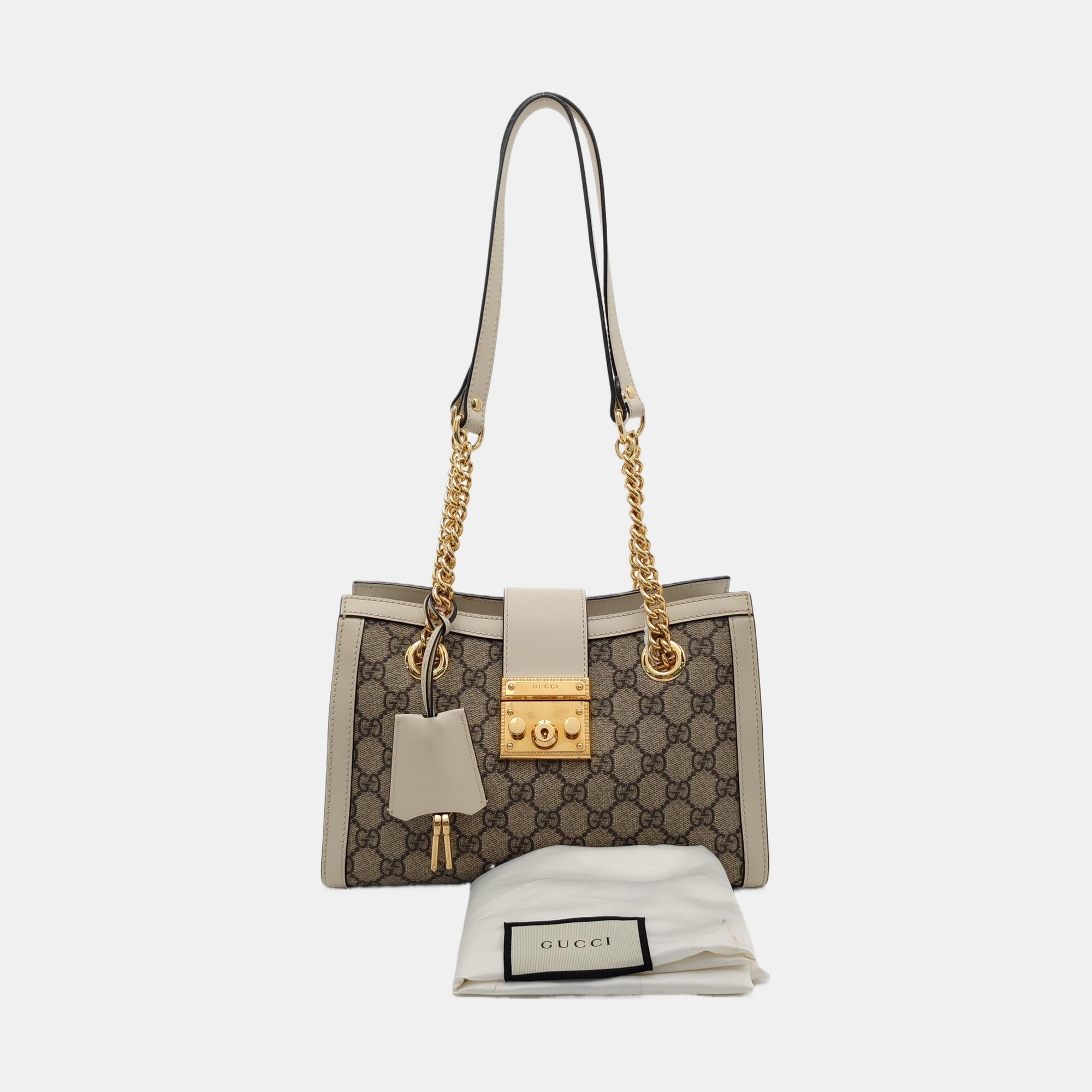 Padlock Small Monogram Coated Canvas Beige