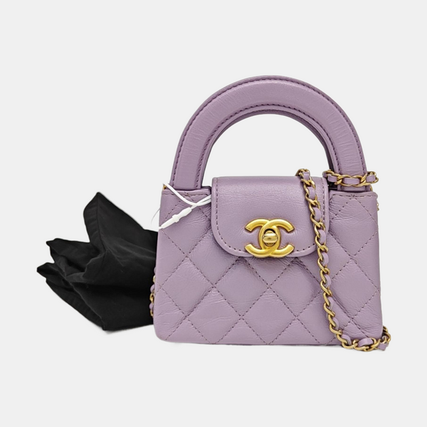 KELLY Super Mini Quilted Calfskin Purple
