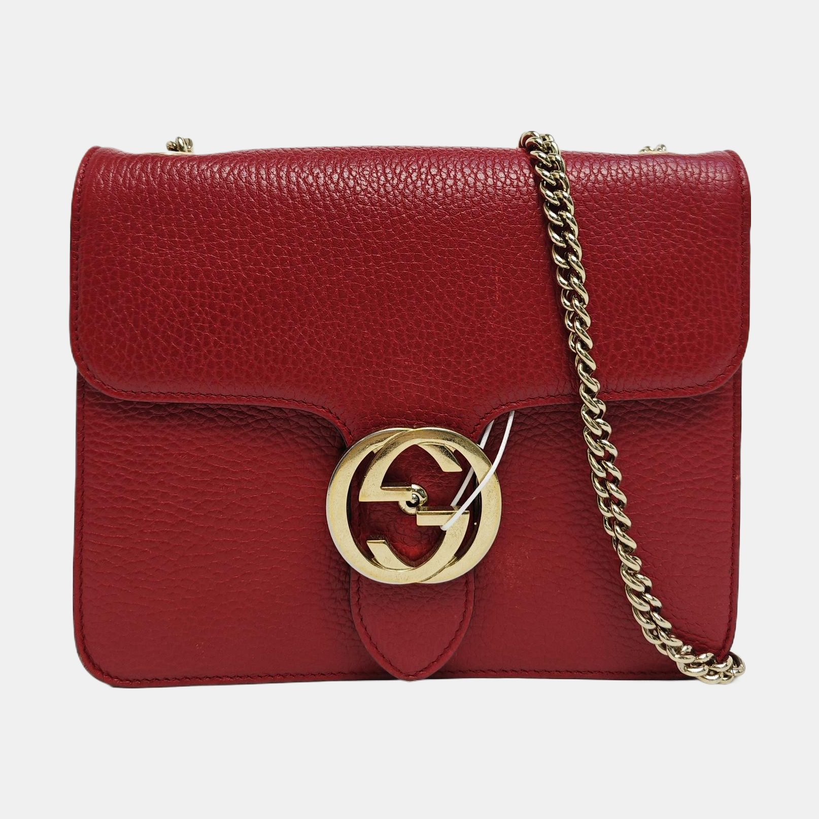 Interlocking G Small Calfskin Red