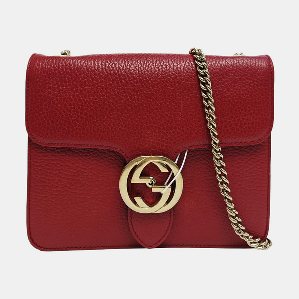 Interlocking G Small Calfskin Red