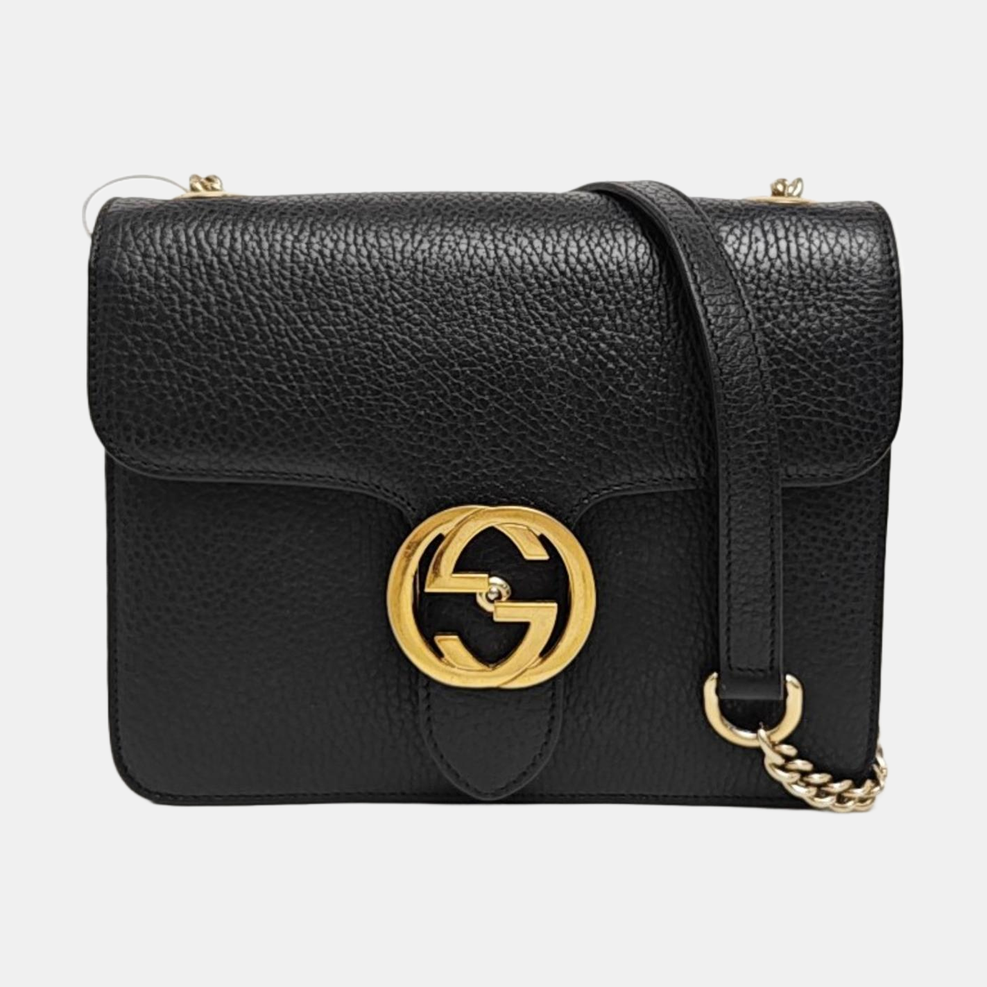Interlocking G Small Calfskin Black