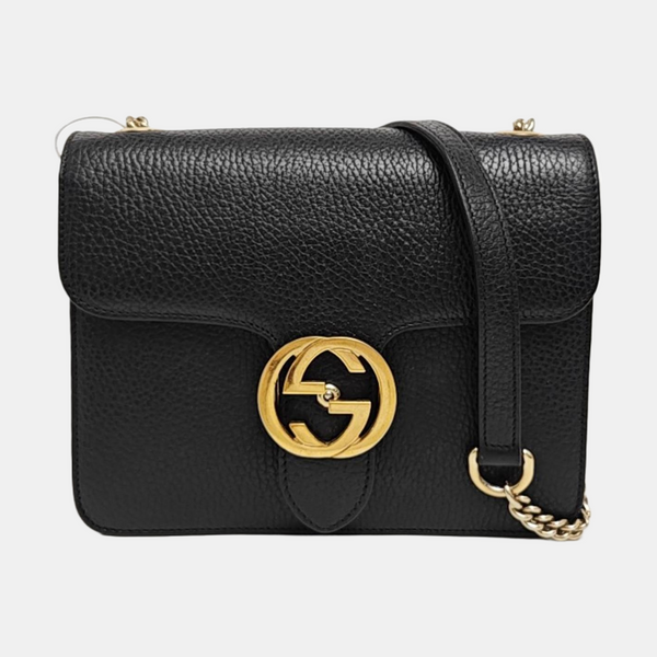 Interlocking G Small Calfskin Black