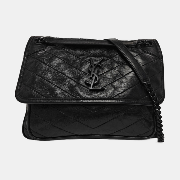 NIKI Medium Chevron Calfskin Black