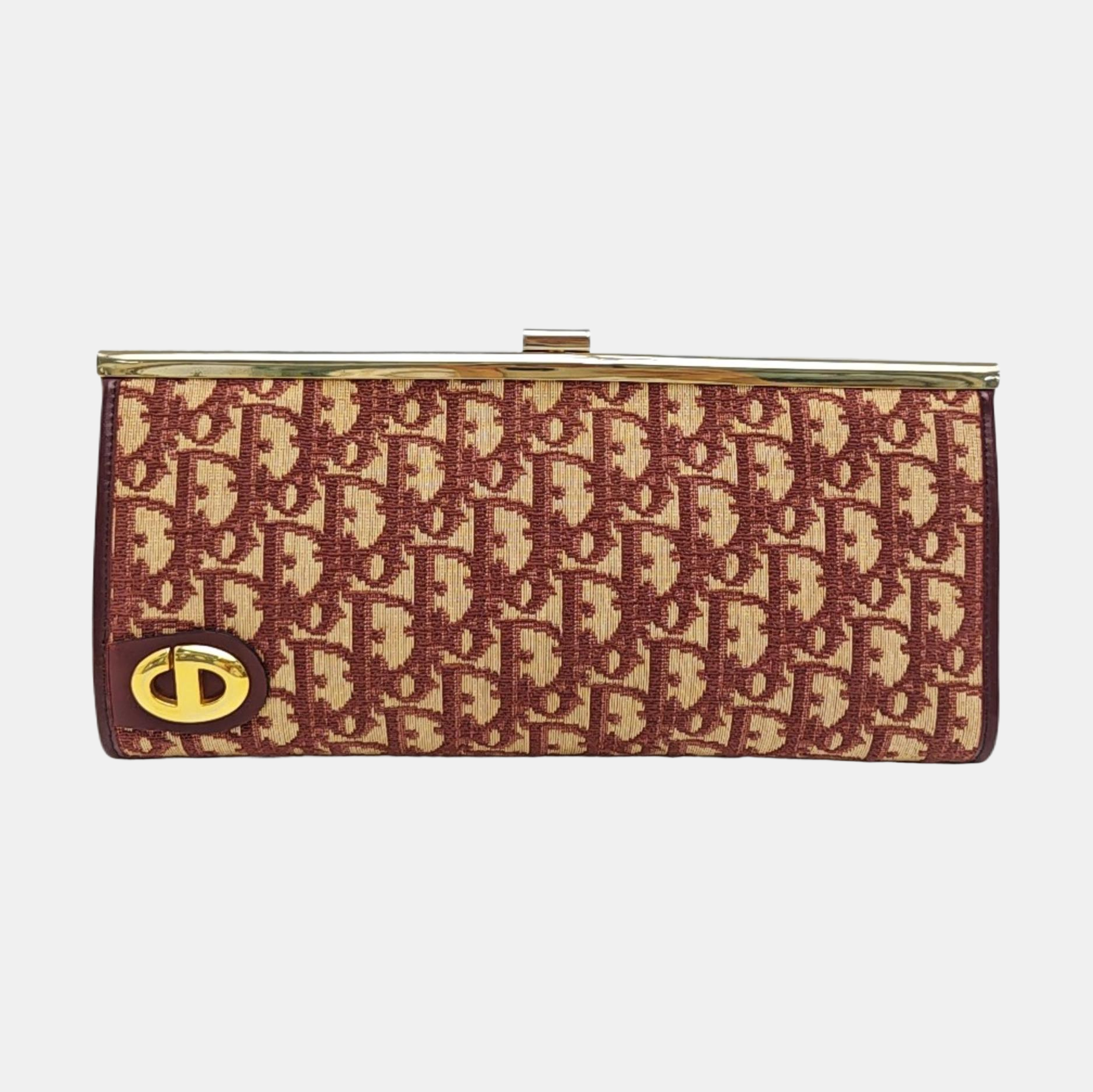 Oblique Canvas Clutch Beige
