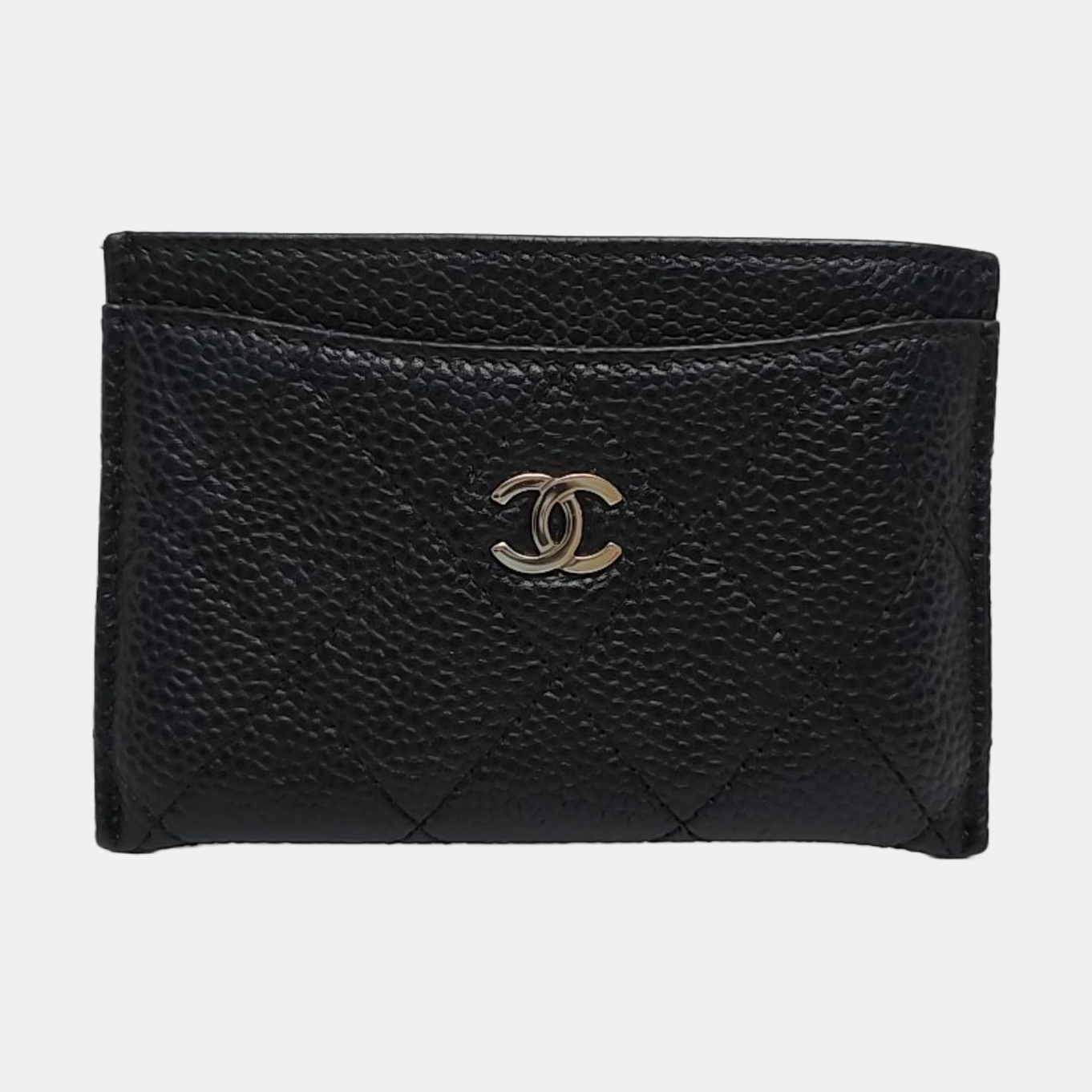 Authenticated pre-owned  CLASSIC FLAP Quilted Grained Calfskin Black Card Holder - Card Holder at Looply