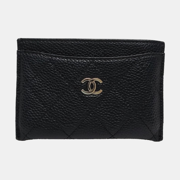 Authenticated pre-owned  CLASSIC FLAP Quilted Grained Calfskin Black Card Holder - Card Holder at Looply