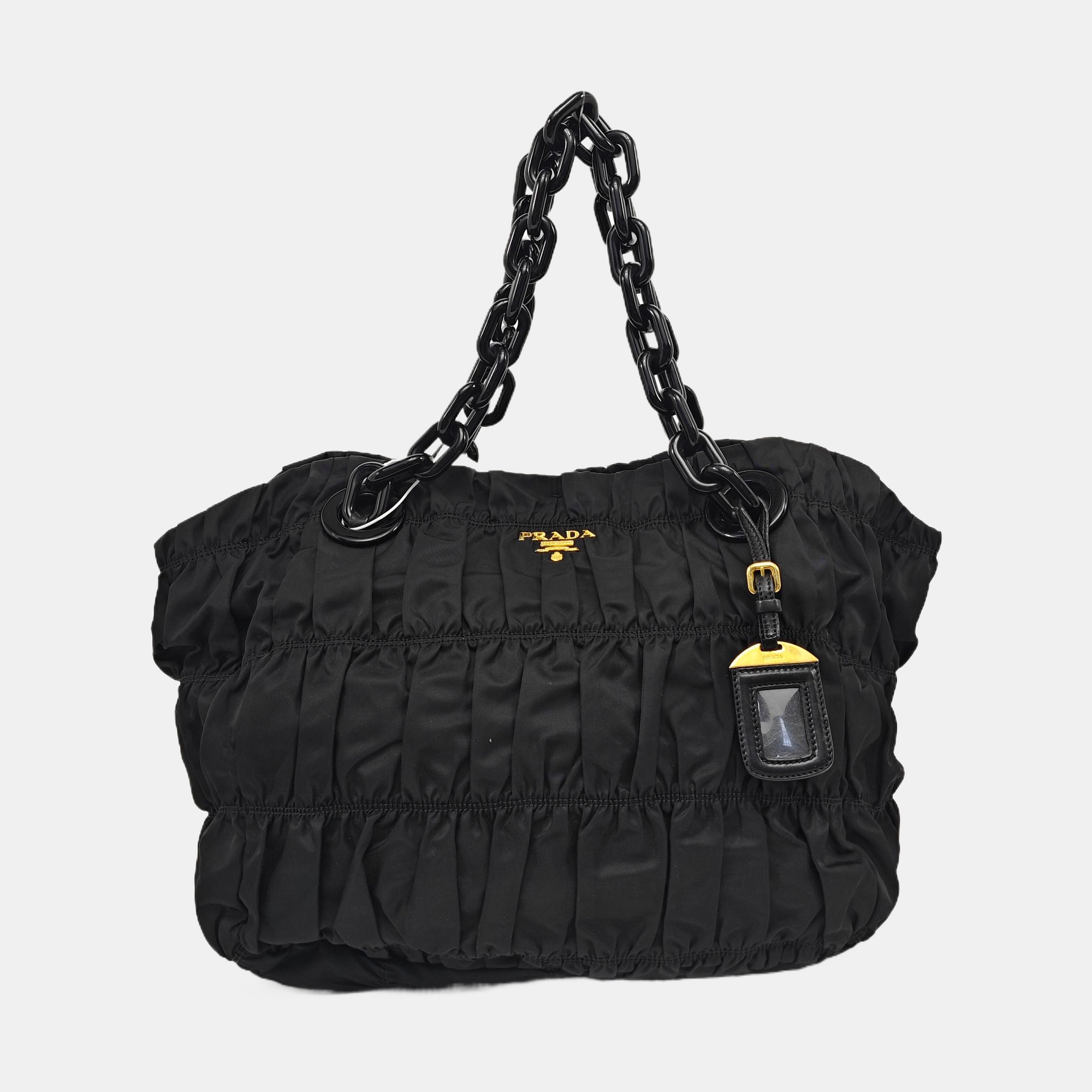 Nylon Top Handle Bag Black