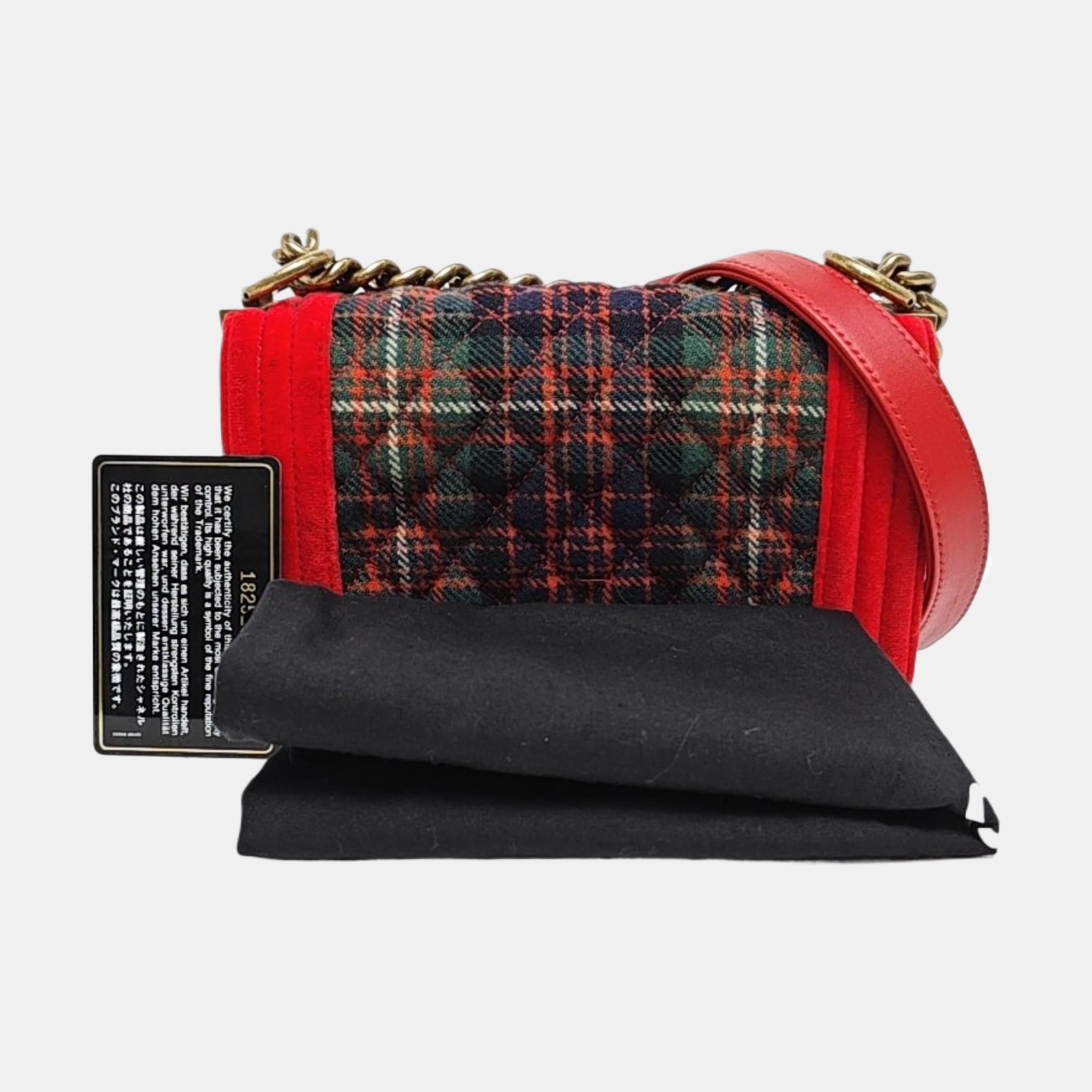 BOY CHANEL Small Quilted Velvet Red
