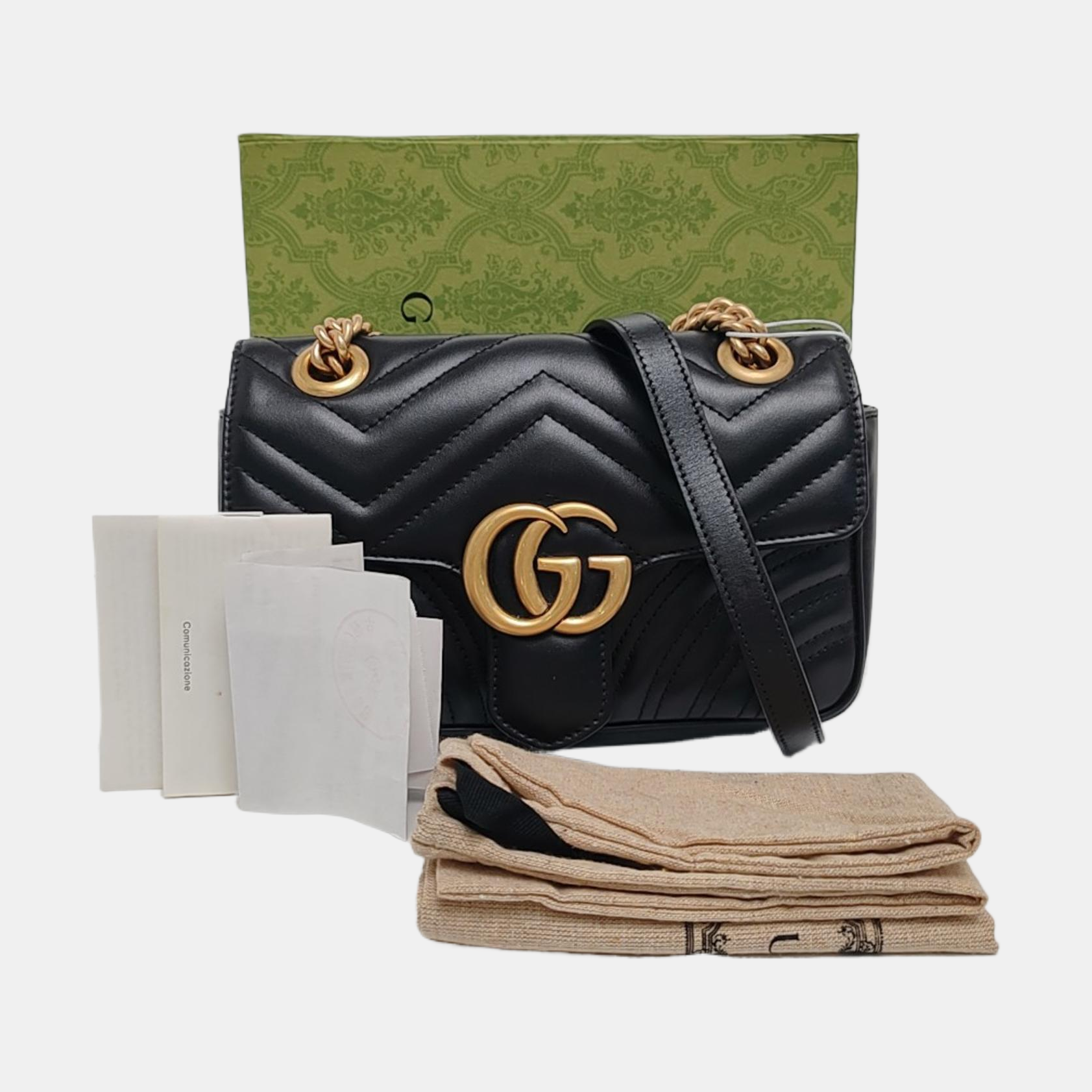 GG Marmont Small Quilted Calfskin Black