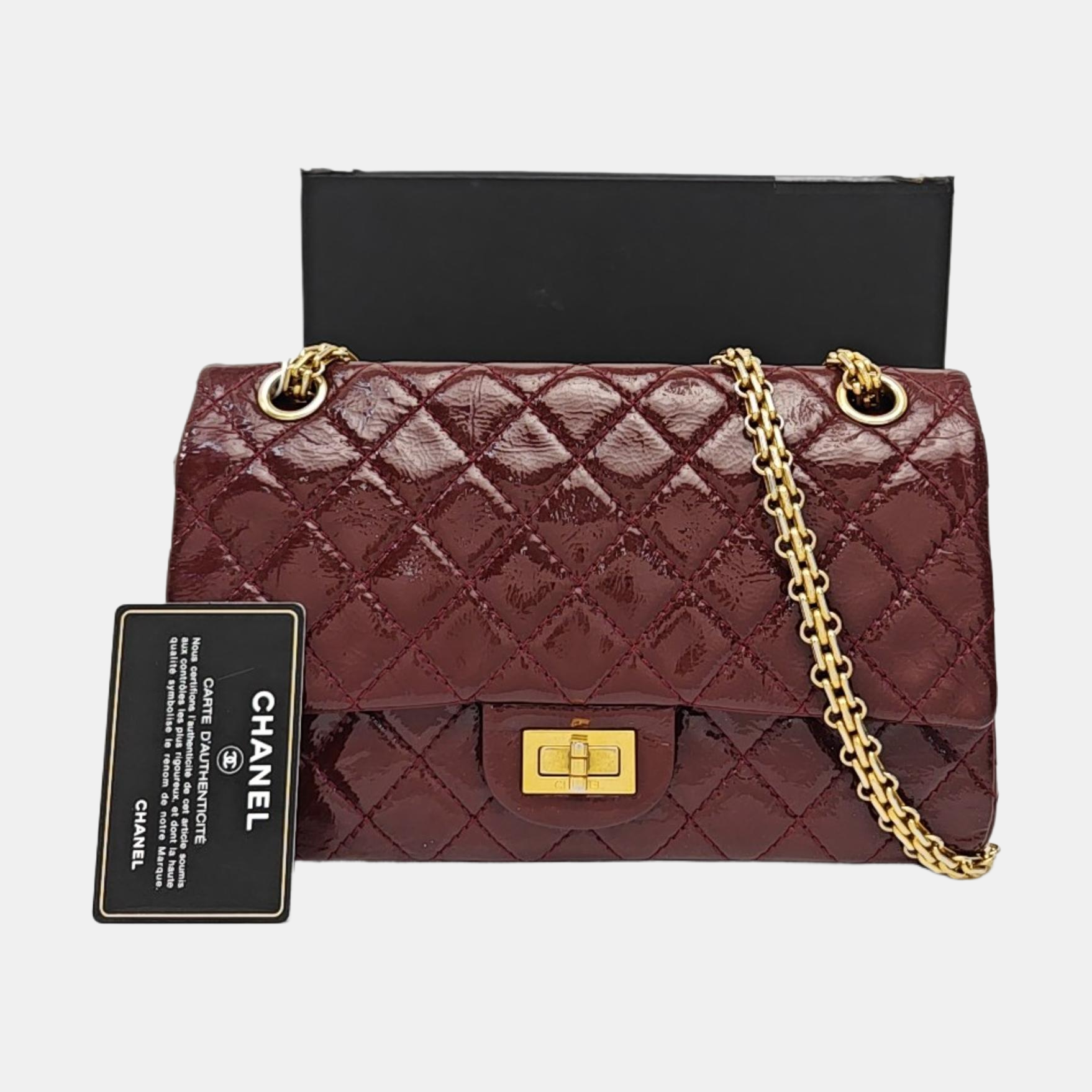 2.55 225 (small) Quilted Patent Leather Red