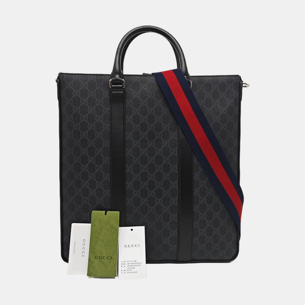 Monogram Coated Canvas Tote Bag Medium Black