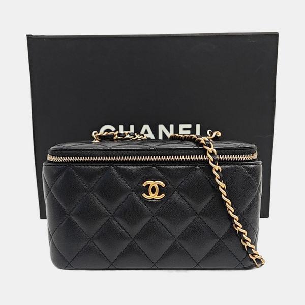 VANITY CASE Small Quilted Lambskin Black