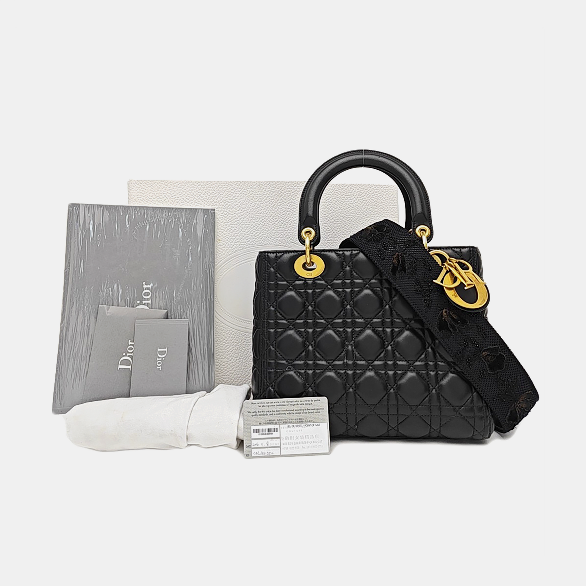 Lady Dior Medium Cannage Lambskin Black