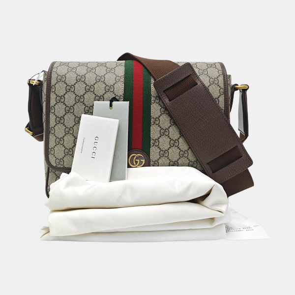 Ophidia Small Monogram Coated Canvas Beige