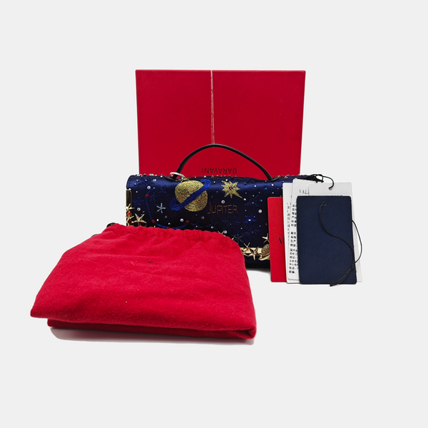 Silk Satin Top Handle Bag Blue