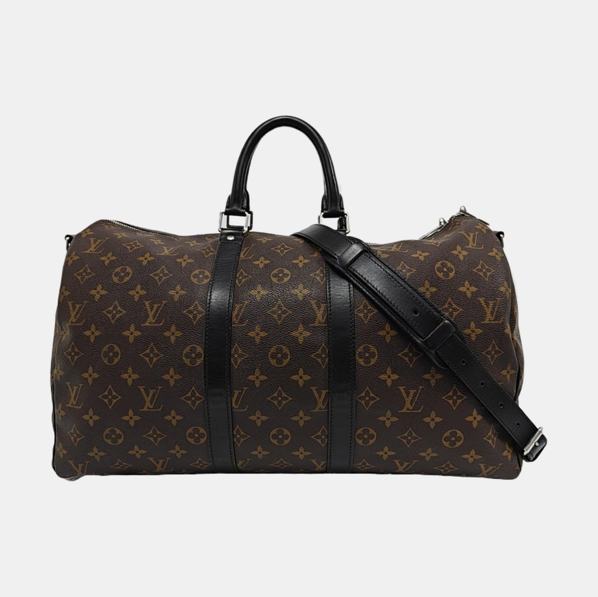 KEEPALL 45 Monogram Coated Canvas Brown