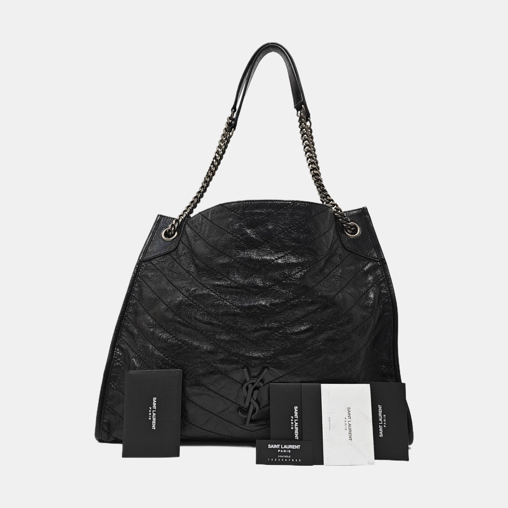 NIKI Chevron Calfskin Black