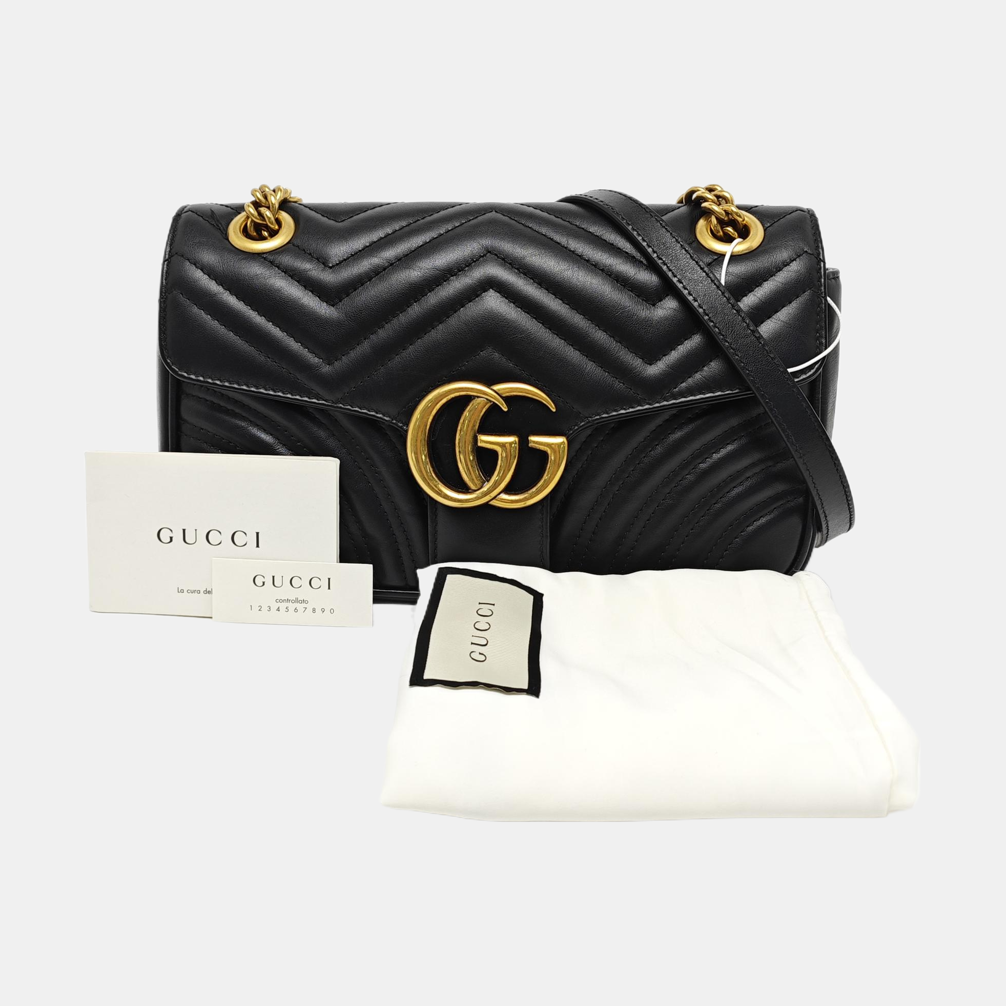 GG Marmont Small Quilted Calfskin Black