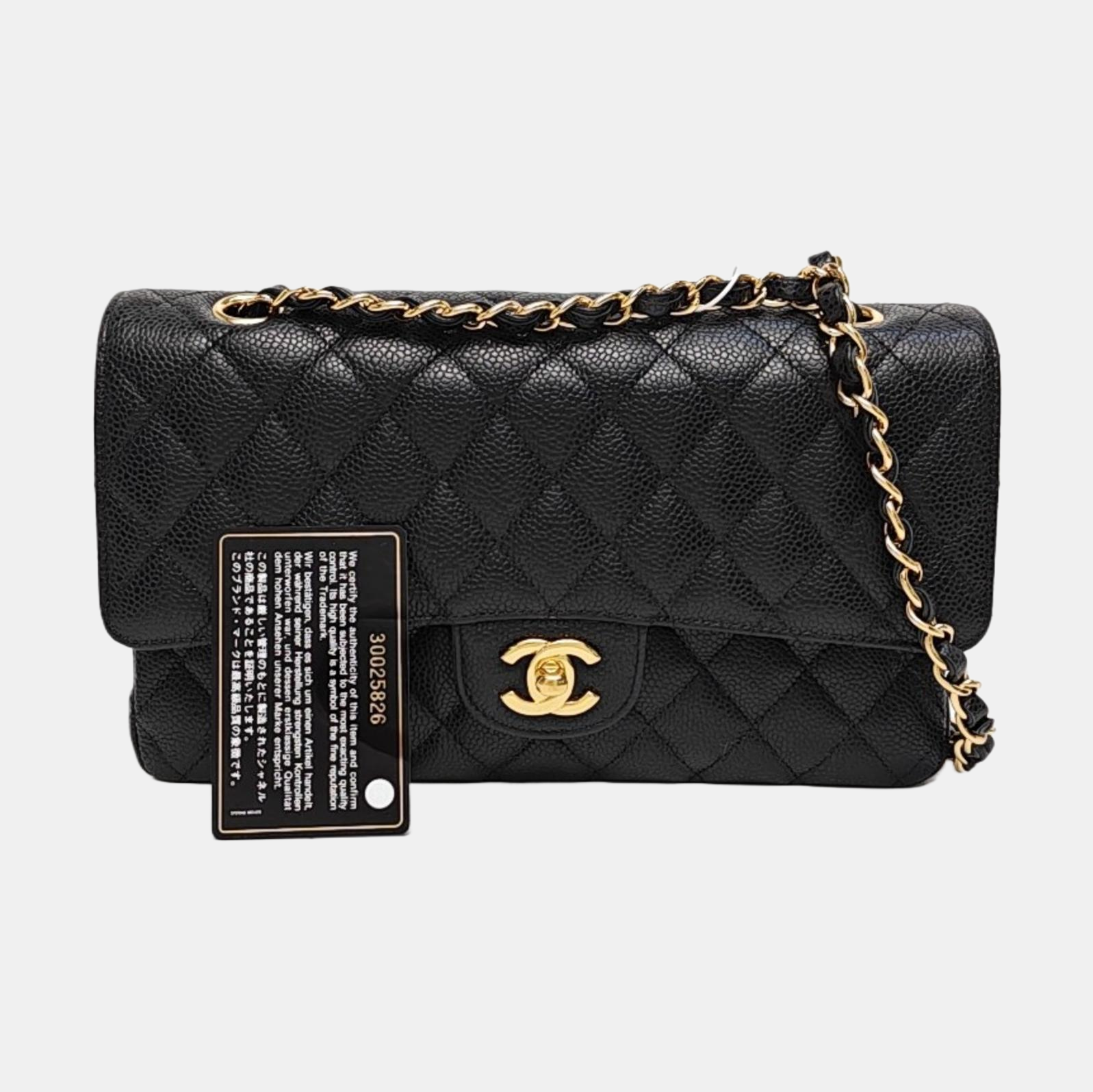 CLASSIC FLAP Medium Quilted Grained Calfskin Black
