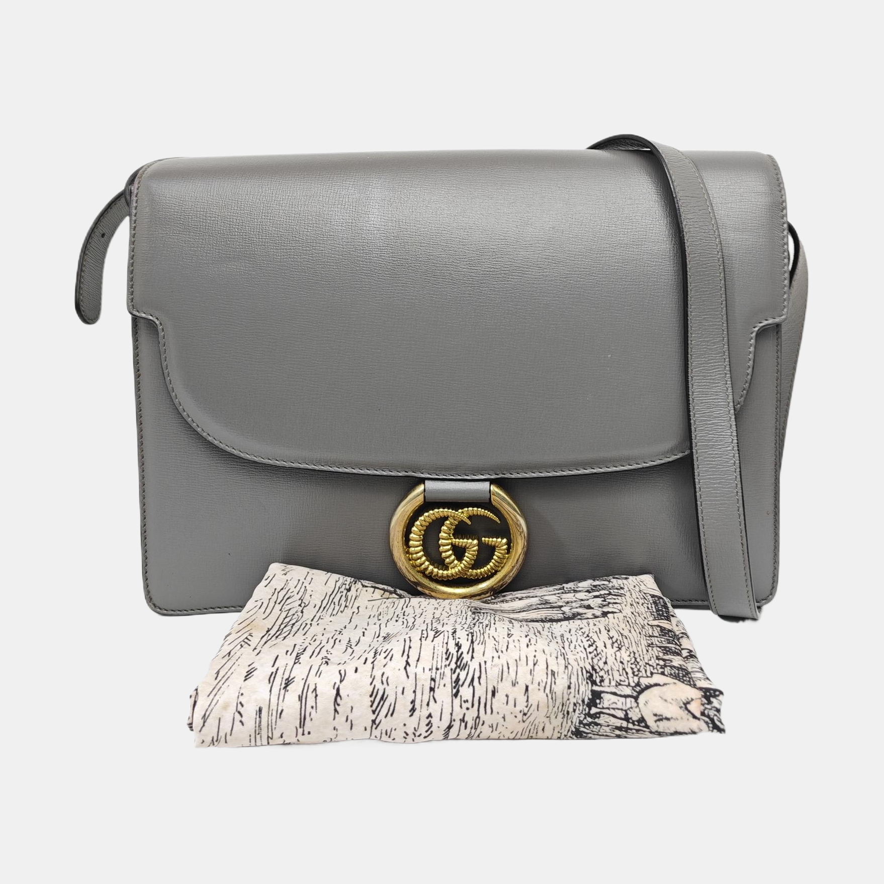 GG Ring Medium Calfskin Gray