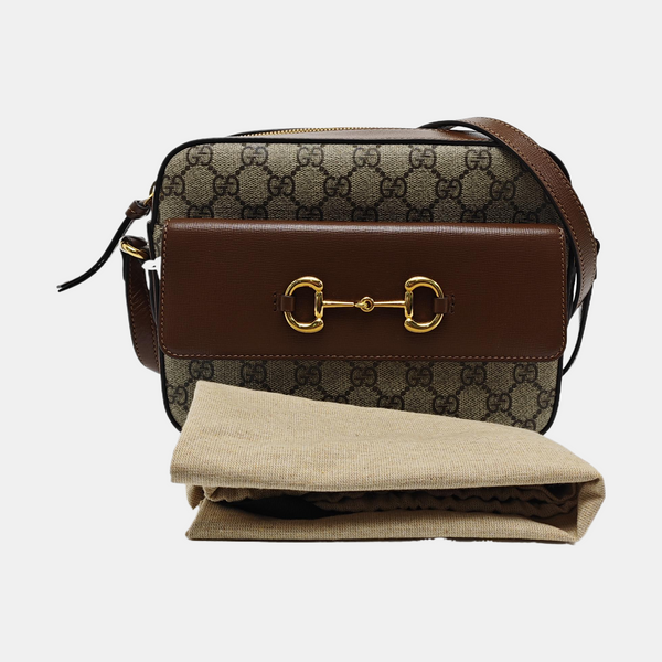Authenticated pre-owned  Horsebit 1955 Small Coated Canvas Beige - Shoulder Bag at Looply