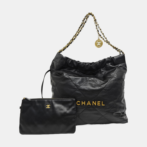 CHANEL 22 Medium Quilted Calfskin Black