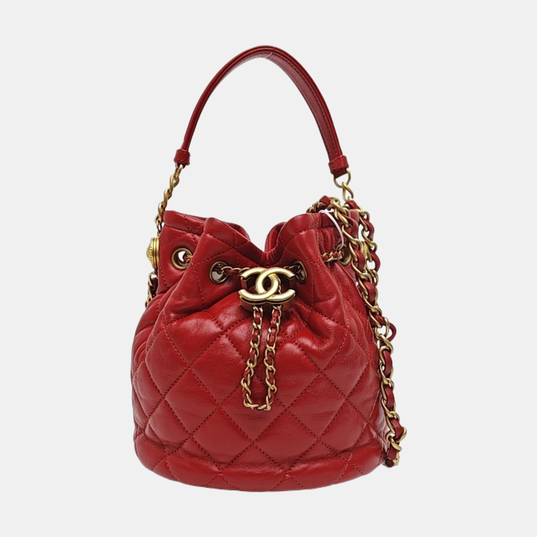 DRAWSTRING Quilted Lambskin Red