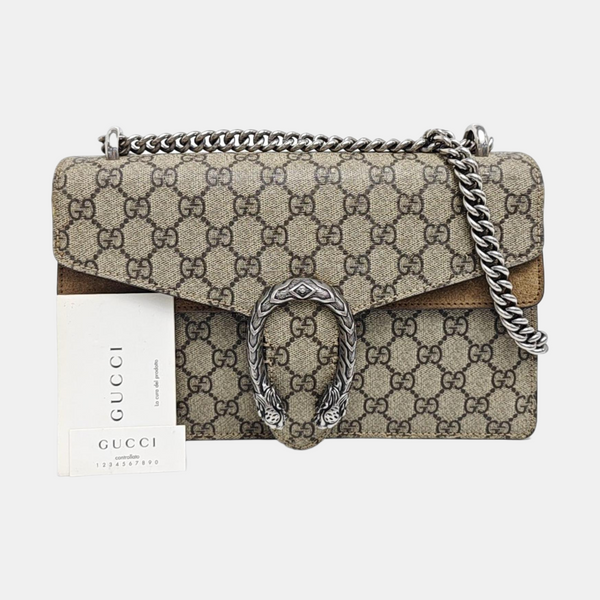 Dionysus Small Monogram Coated Canvas Beige