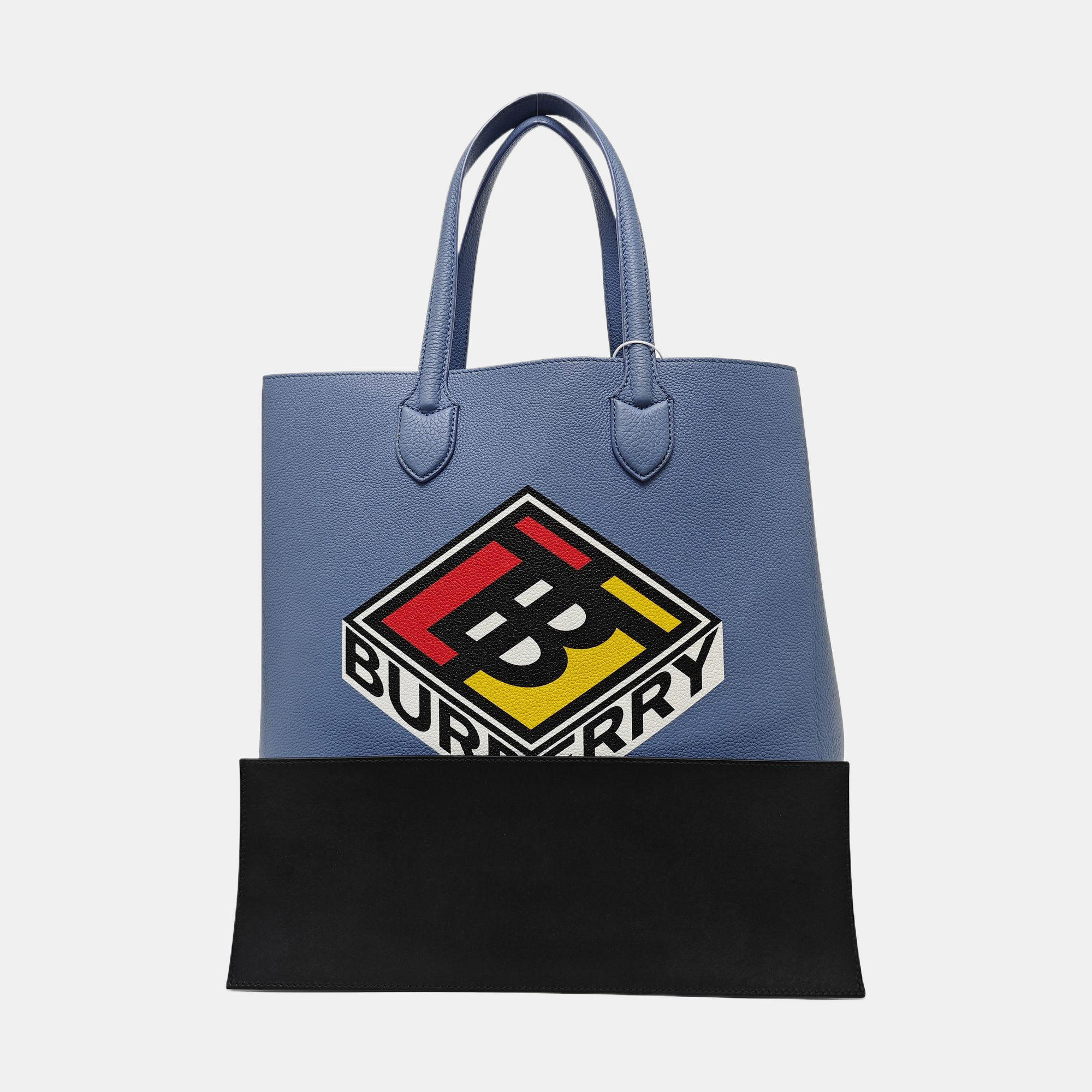 Calfskin Tote Bag Large Blue
