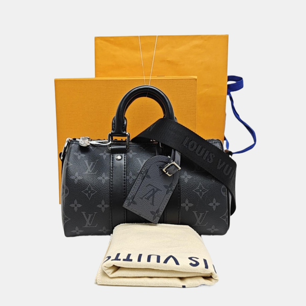 KEEPALL 25 Monogram Coated Canvas Black