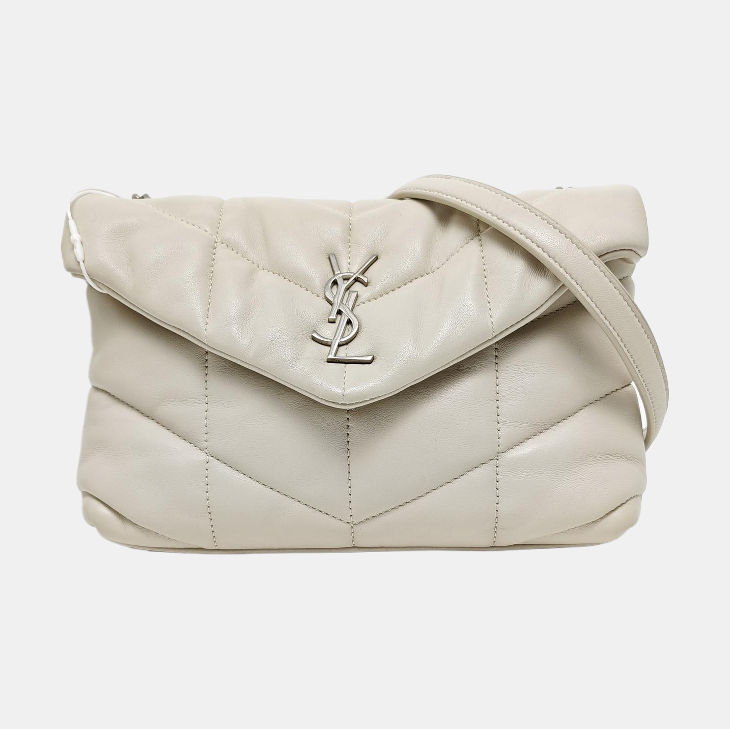 PUFFER Mini Chevron Lambskin White
