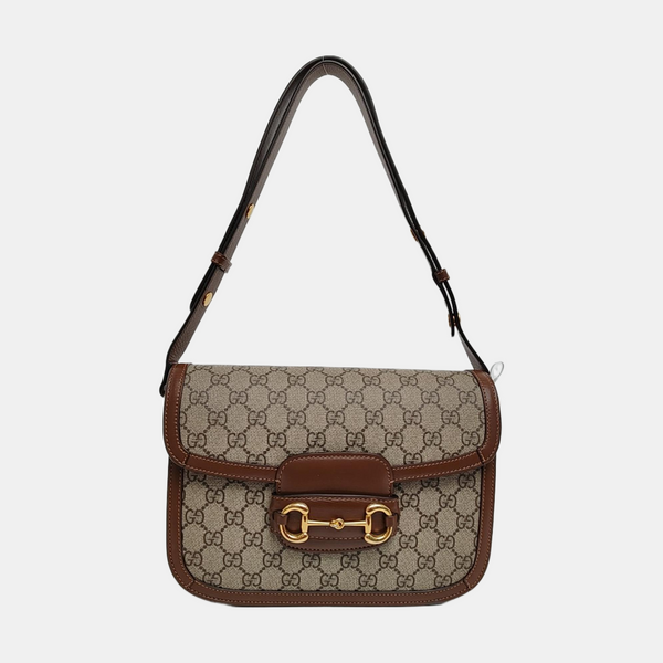 Horsebit 1955 Medium Monogram Coated Canvas Beige