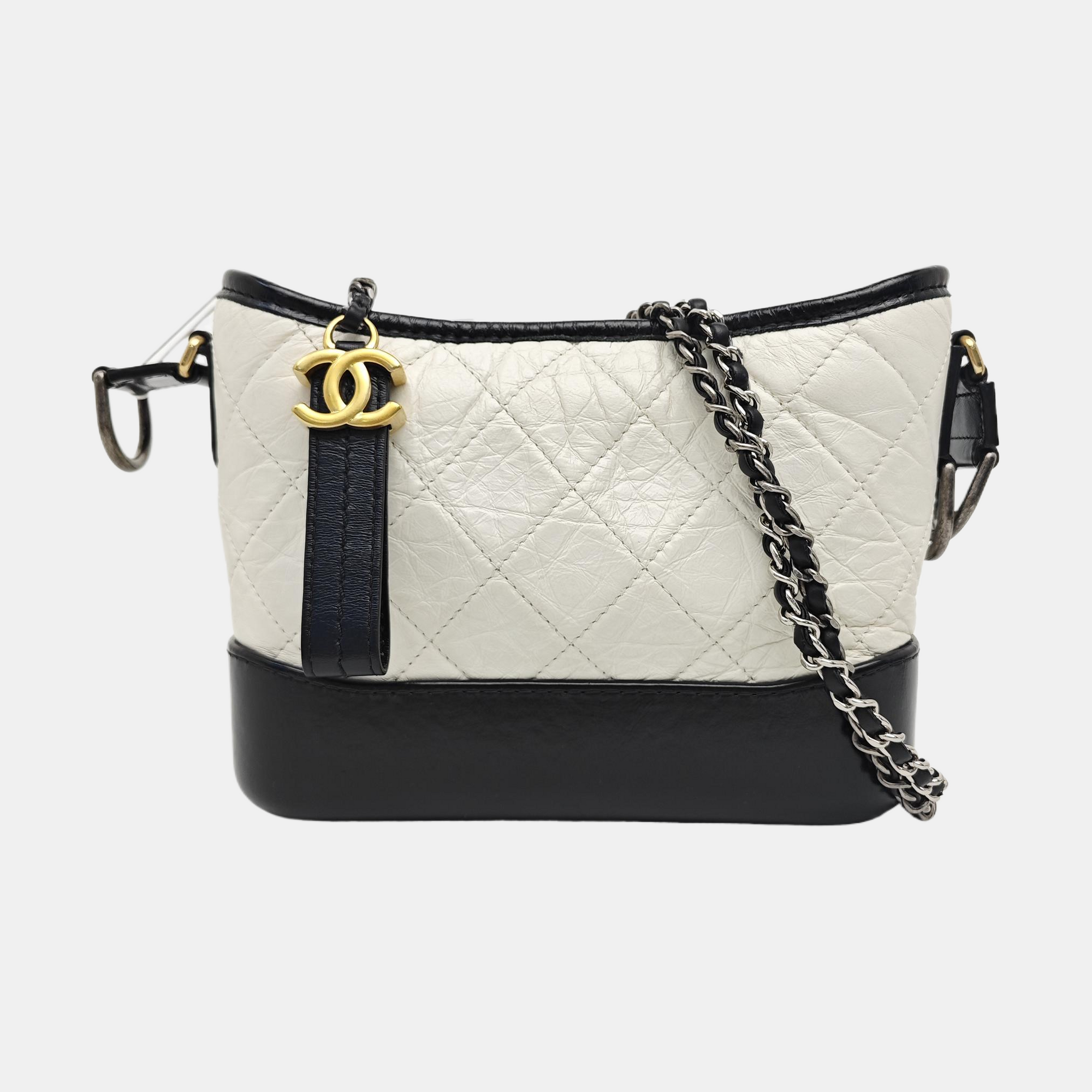 GABRIELLE Small Quilted Calfskin White
