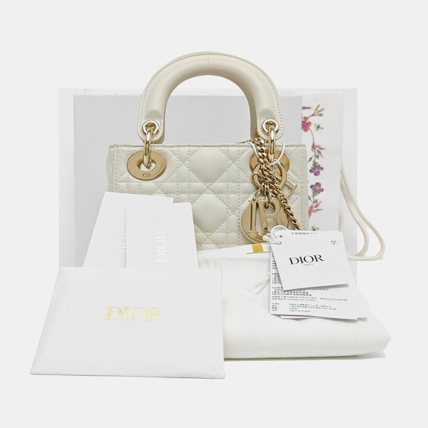 Lady Dior Mini Cannage Lambskin White
