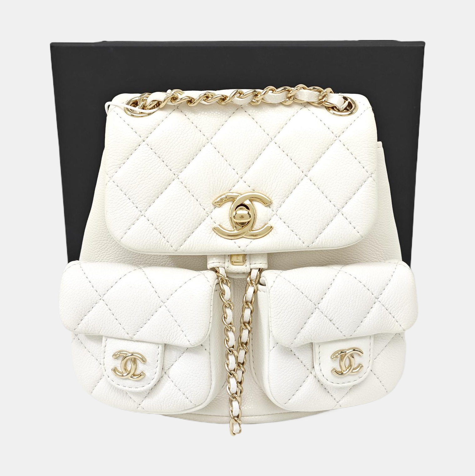 DUMA Small Quilted Grained Calfskin White