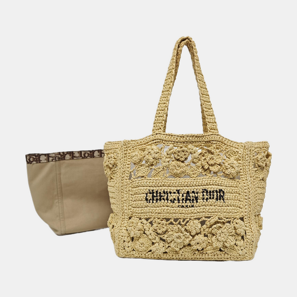Book Tote Small Straw Beige