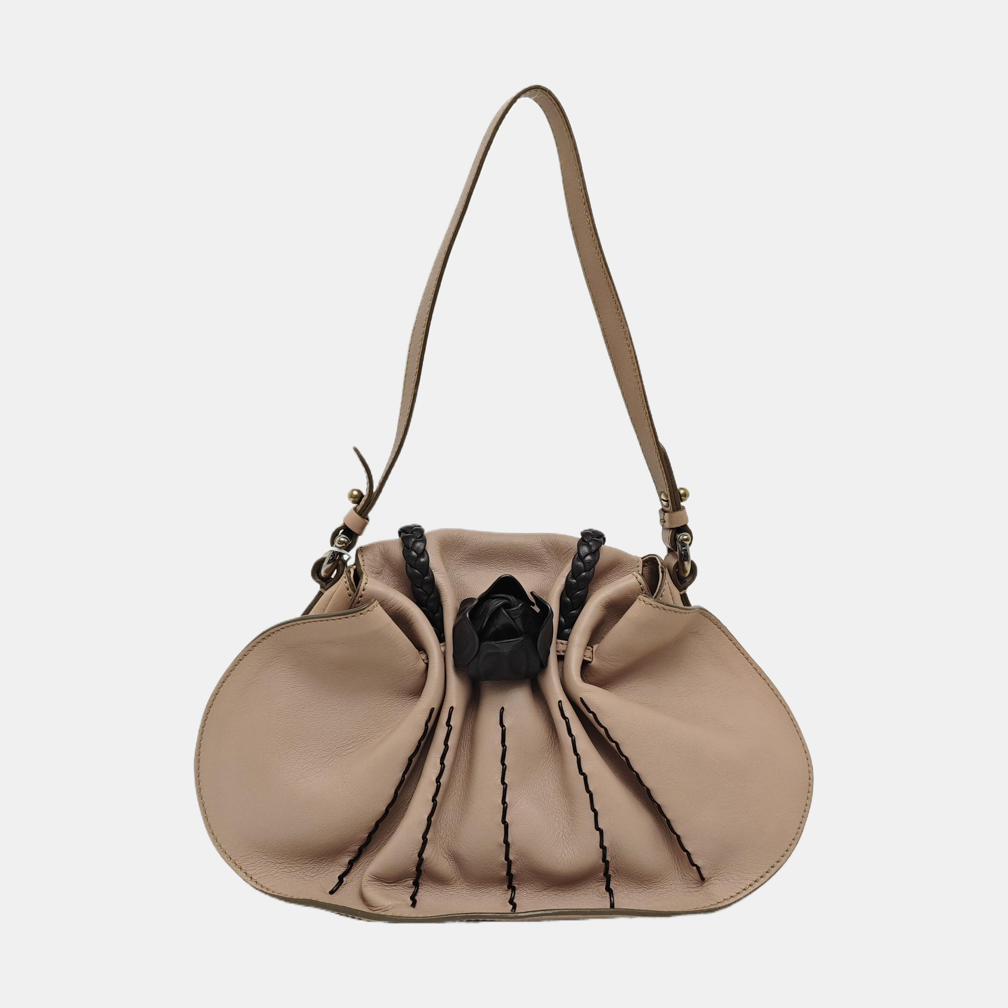 Leather Top Handle Bag Pink