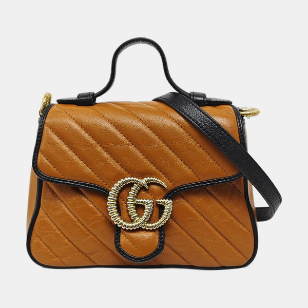GG Marmont Mini Quilted Calfskin Brown