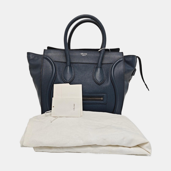 Authenticated pre-owned  LUGGAGE Mini Calfskin Blue - Tote Bag at Looply
