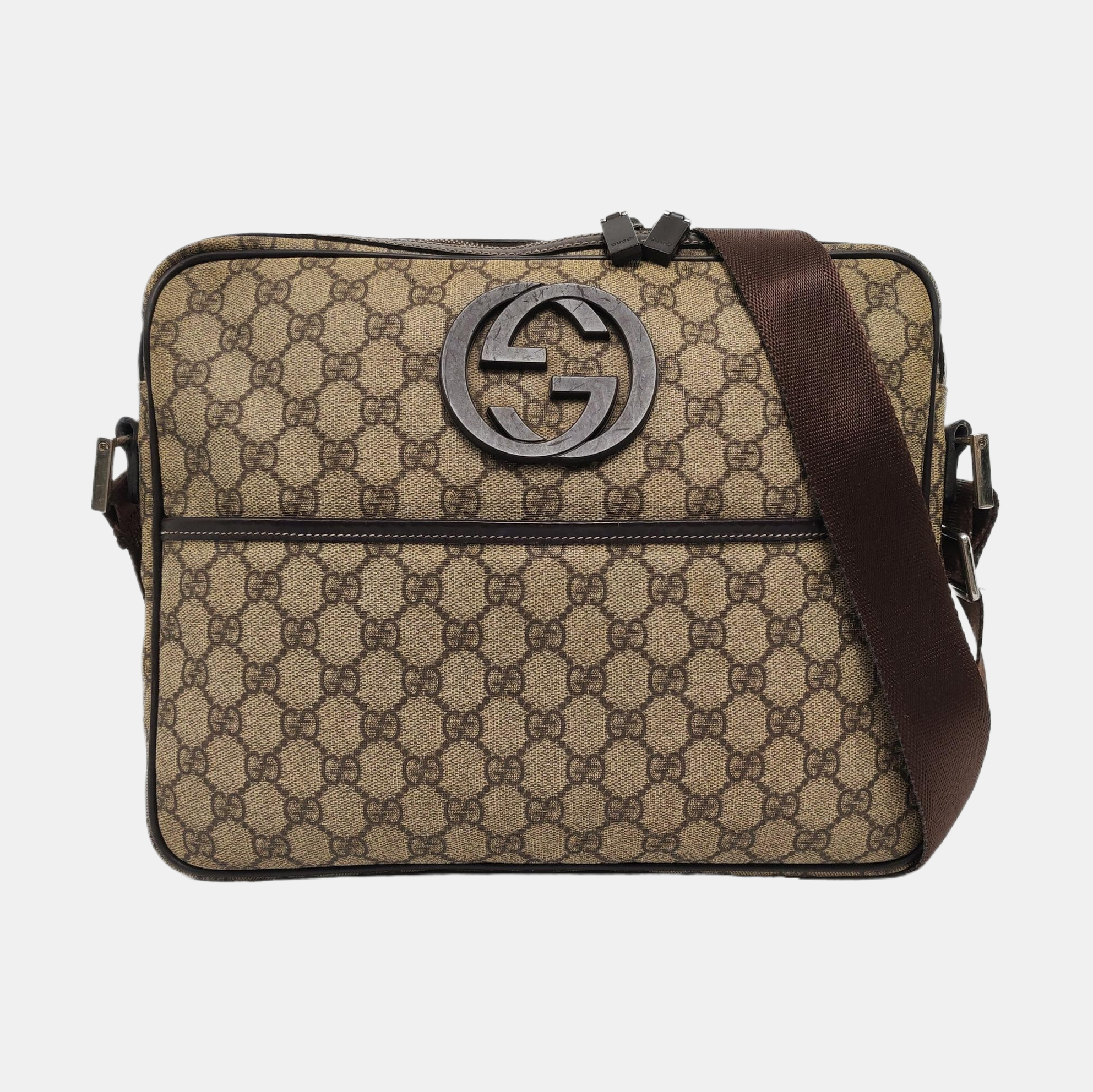 Monogram Coated Canvas Crossbody Bag Beige