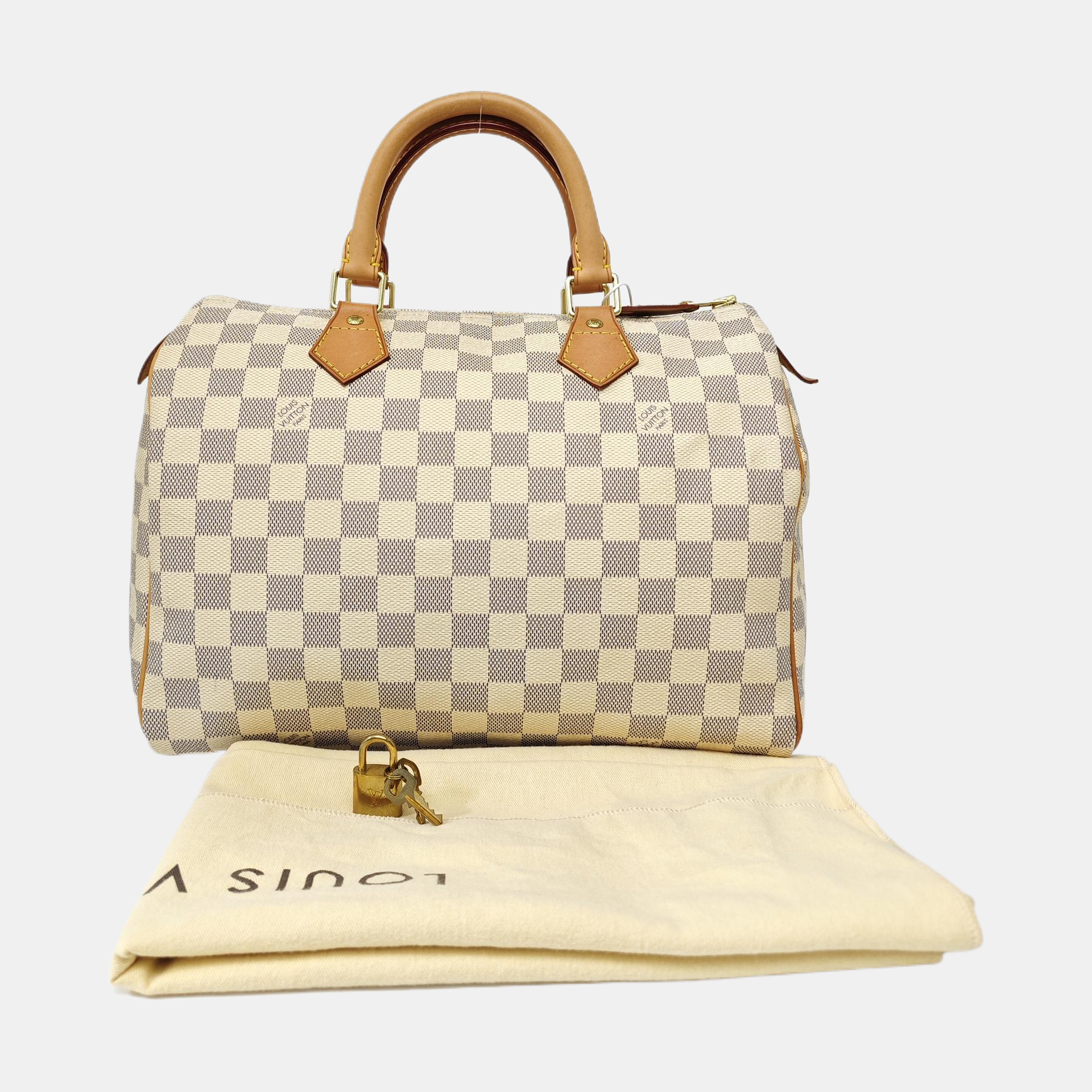 SPEEDY 30 Damier Azur Coated Canvas White