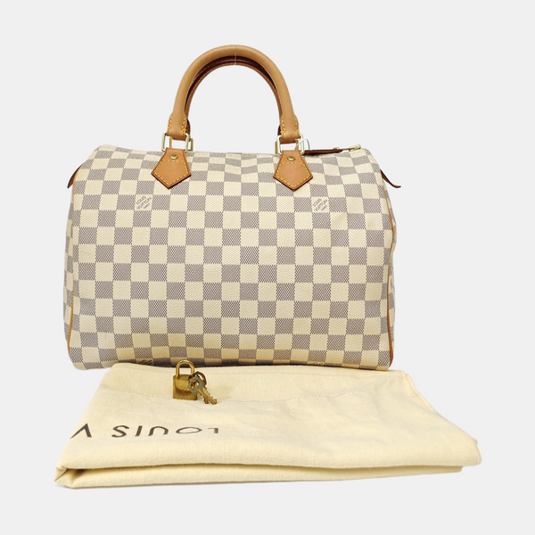 SPEEDY 30 Damier Azur Coated Canvas White