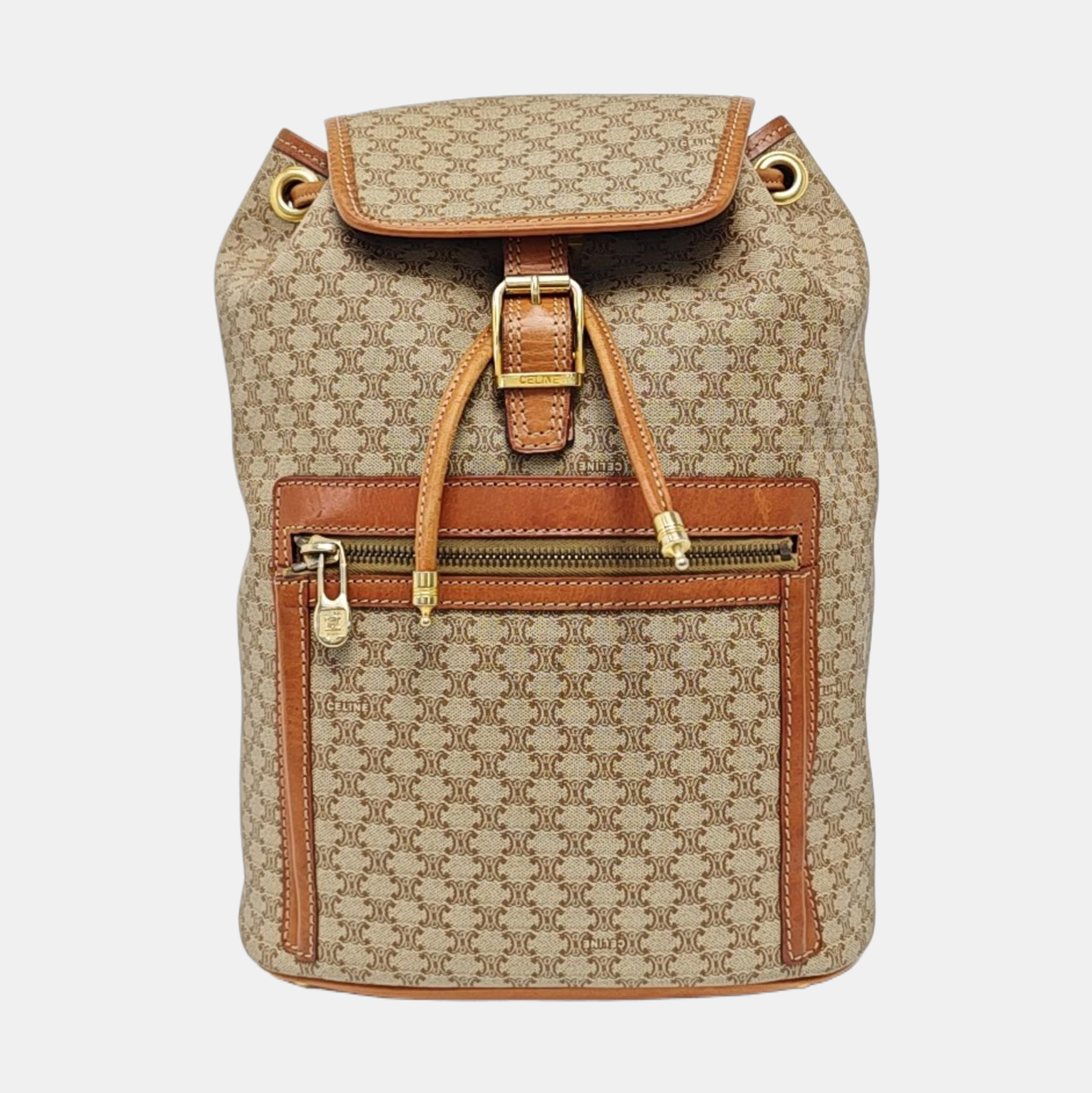 Coated Canvas Backpack Beige